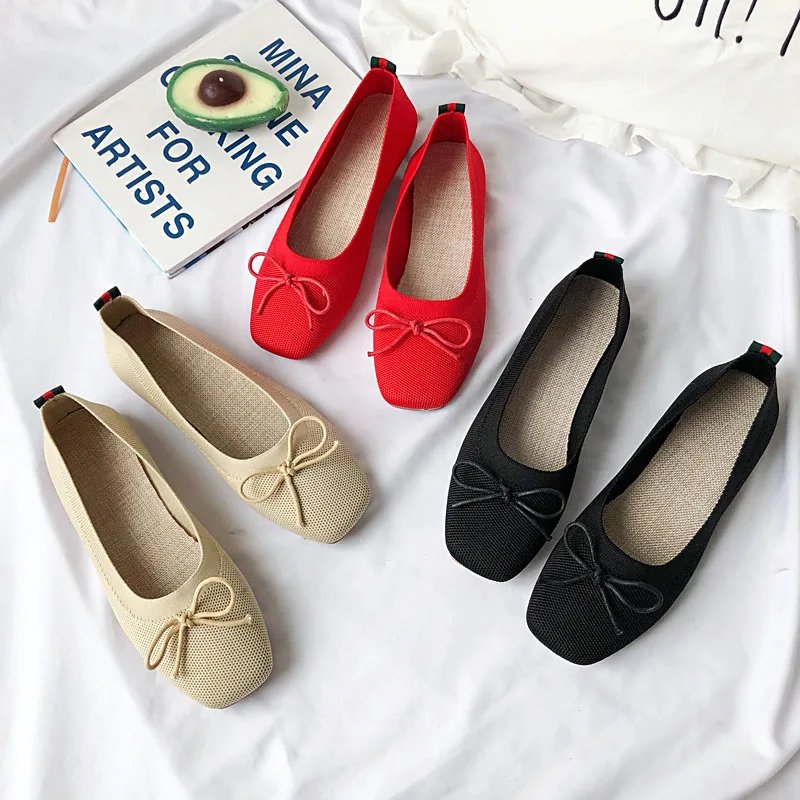 

Туфли женские на мягкой подошве, без застежки, с бантом