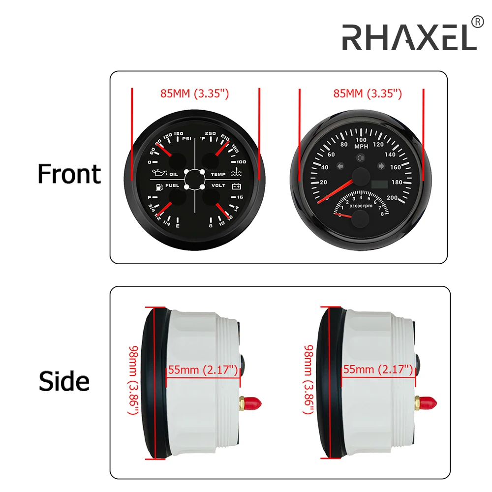 Автомобильный комплект датчиков RHAXEL 2 GPS Спидометр 120 км/ч с тахометром 4 в 1