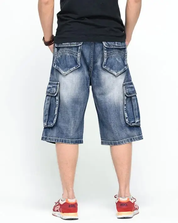 Straight Jeans Men Loose Ripped Short Jeans Streetwear Baggy  Denim Shorts Male Brand Clothes Skateboard Jeans For Male