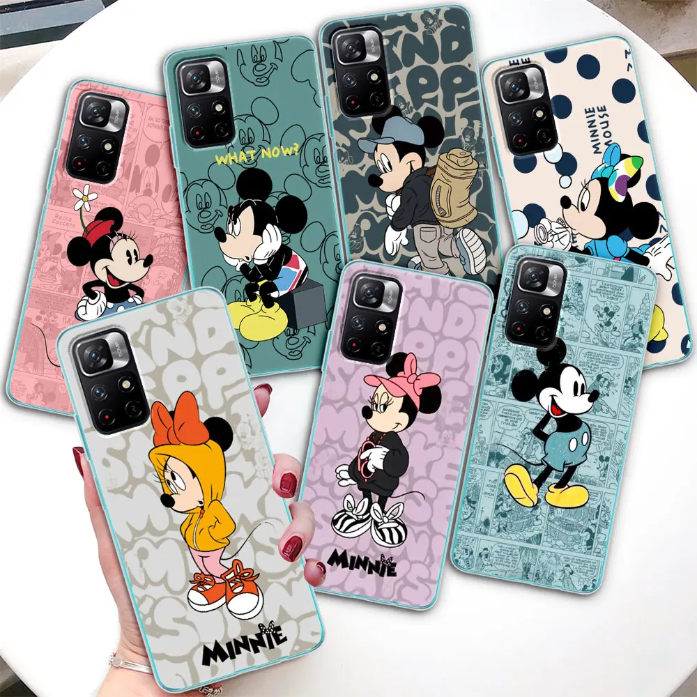 

Mickey Mouse Minnie Couple Case for Xiaomi Redmi Note 10 11 11E 12 Pro Plus 10C 9 11S 9C 11T 8 9A 9i 8T 7 K40 TPU Phone Cover