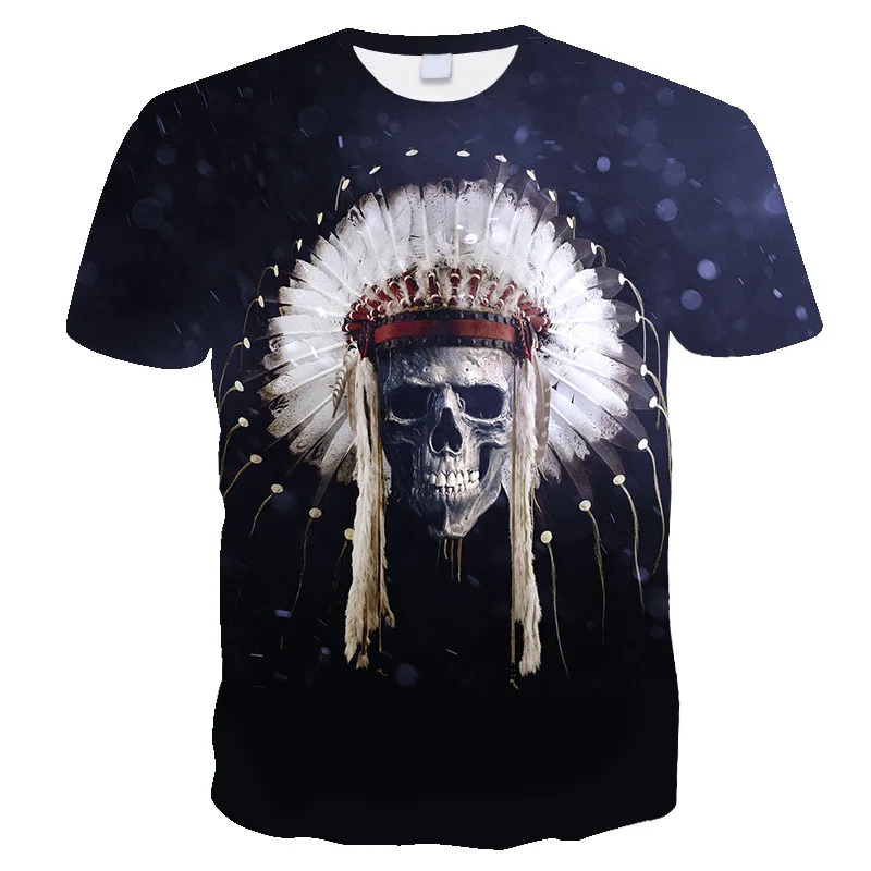 

2023 New Men Simple Graphic T Shirts Skull 3D Printed T-shirt Short Sleeve Casual Clothing Tee Horror Women Y2K Streetwear Tops