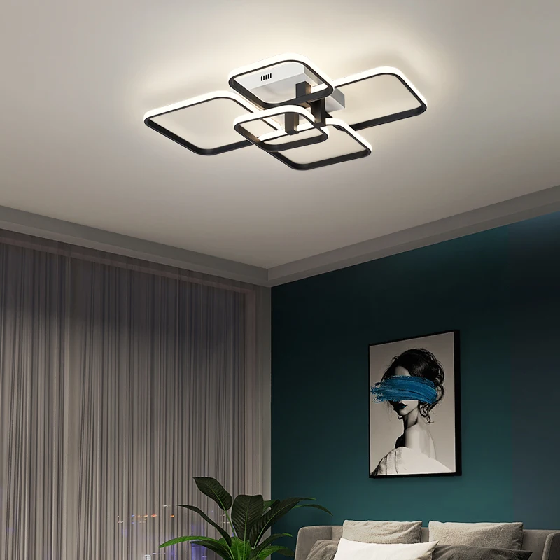 

Modern Led Chandeliers Ceiling For Living Room Bedroom Study Room AC90-260V indoor lighting Led Chandelier Lamp Black and White
