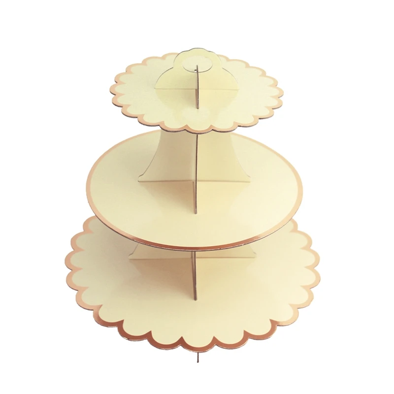 

Three-Layer Paper Bronzing Cake Stand Craft Dessert Display Stand Cake Tool Birthday Party Wedding Cake Decoration