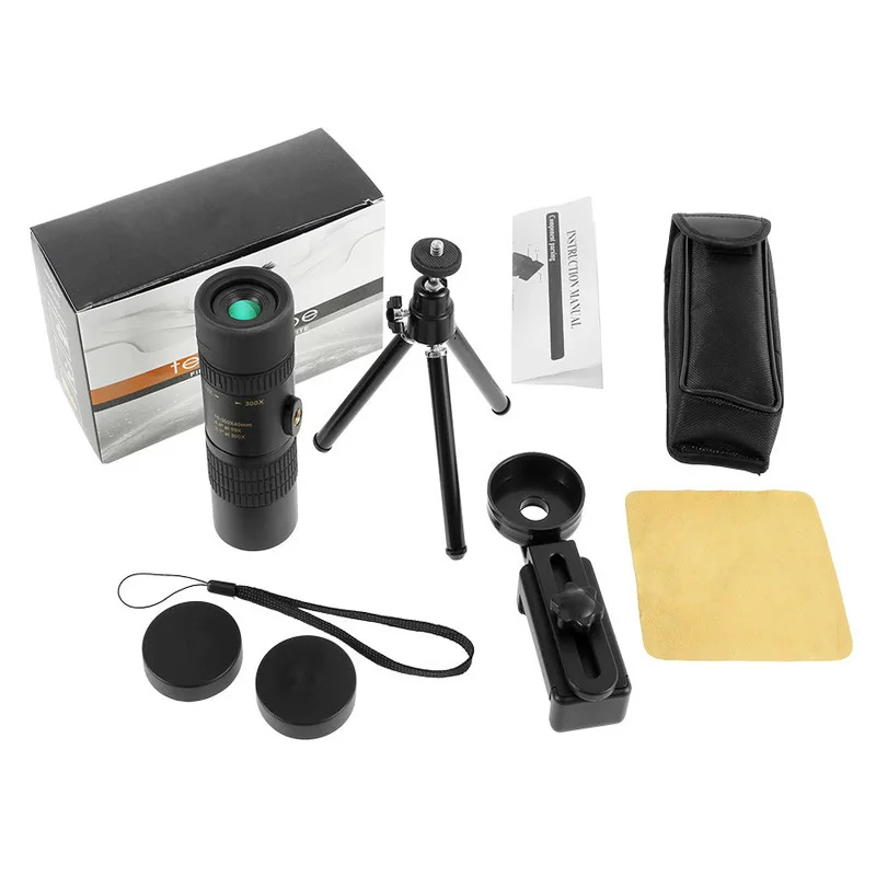 

10-300x30 HD зум, мощный Монокуляр, телескоп с большим радиусом действия, профессиональный со штативом и держателем телефона для охоты, наблюдени...