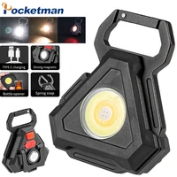 portable mini flashlight rechargeable cob led work light self defense emergency light keychain magnetic tail torch lantern