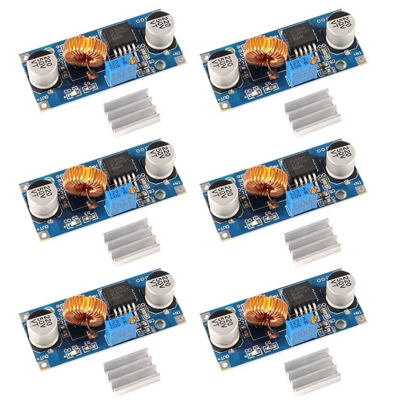 

6Pcs XL4015 DC-DC Buck Converter Step Down Module 4~38V to 1.25-36V 96% 5A Adjustable Step-Down Module