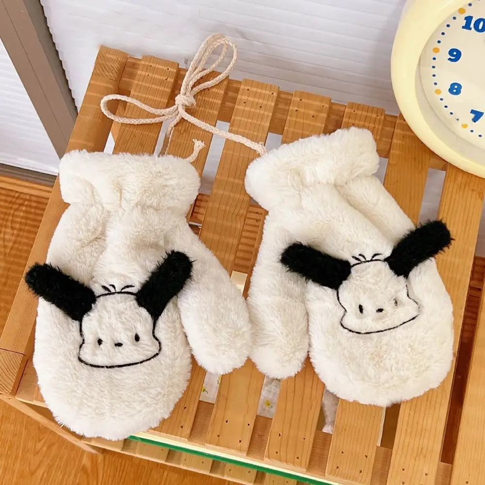 

Autumn Winter Outdoor Thickened Windproof Warm Gloves Cartoon Gloves Plush Gloves Hanging Neck Mittens