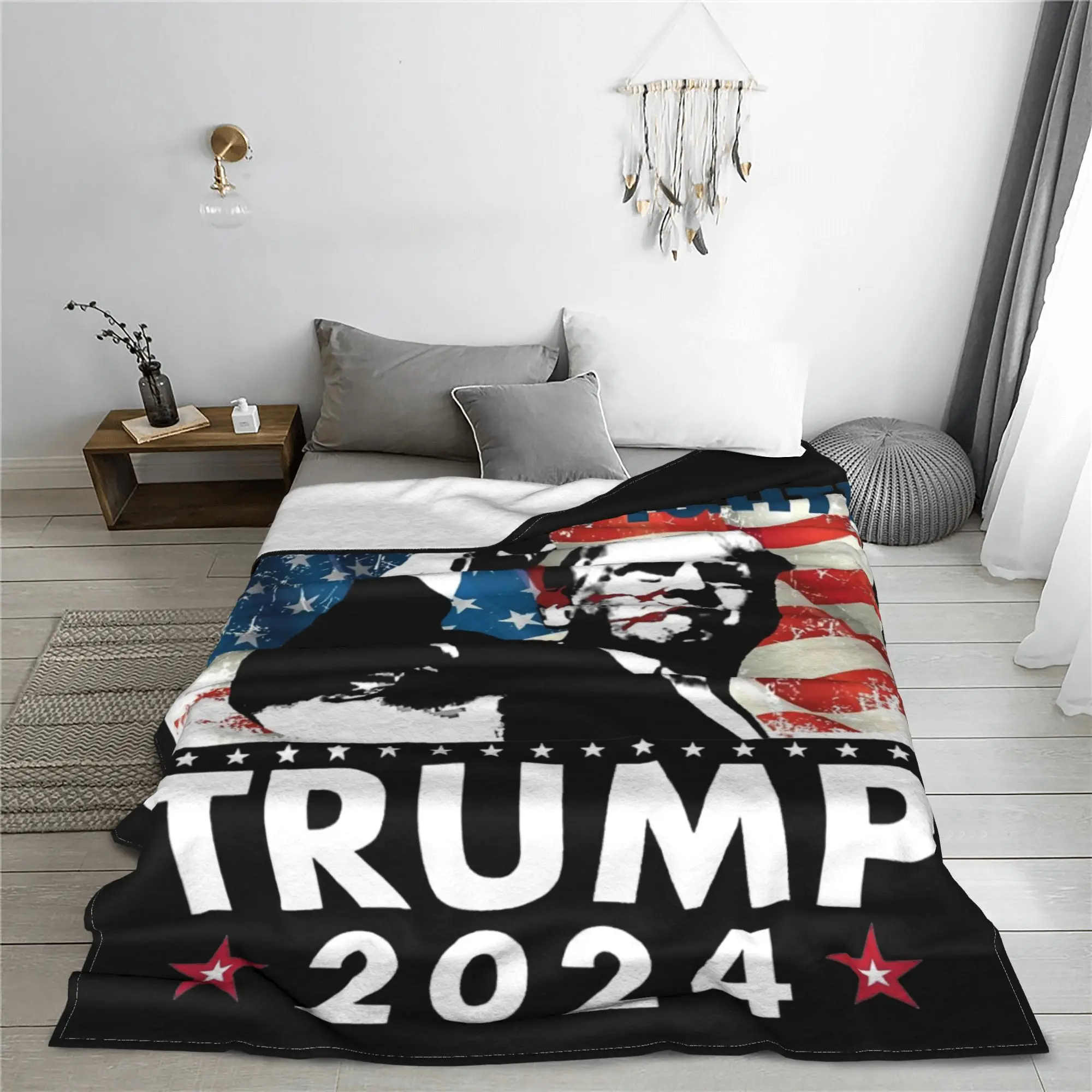 Накидка с изображением Трампа 2024 одеяло разных размеров супермягкое и теплое
