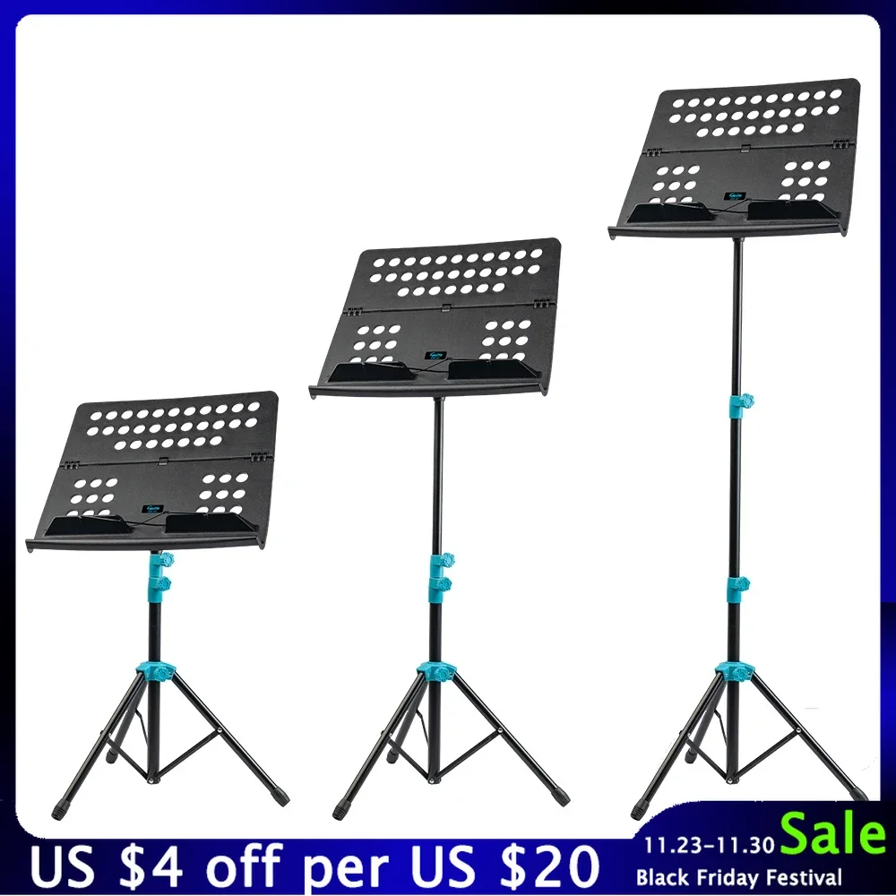 

GUITTO GSS-01 Folding Music Sheet Stand with Carrying Bag Detachable Aluminum Alloy Tripod Music Stands Holder Height Adjustable