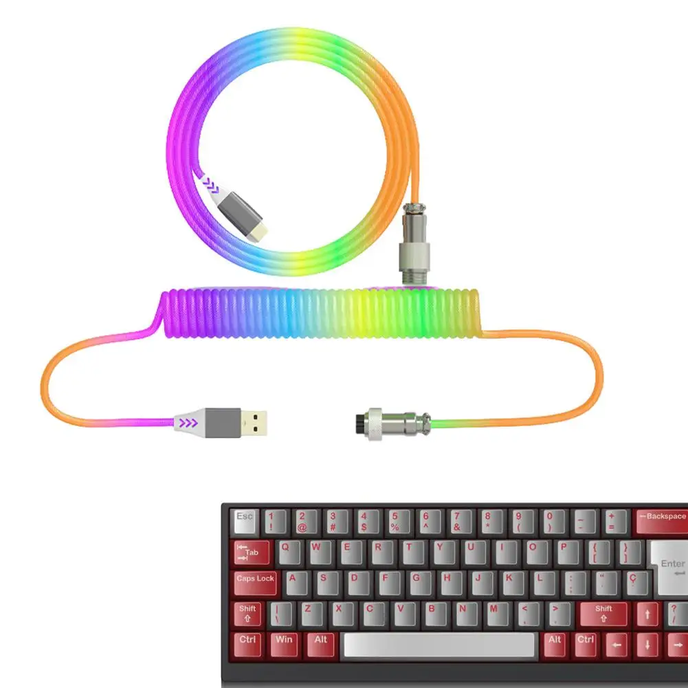 

Coiled Type-c Mechanical Keyboard Aviation Cable Detachable Usb Plug-in Data Cable for Gaming Keyboard Games Accessories