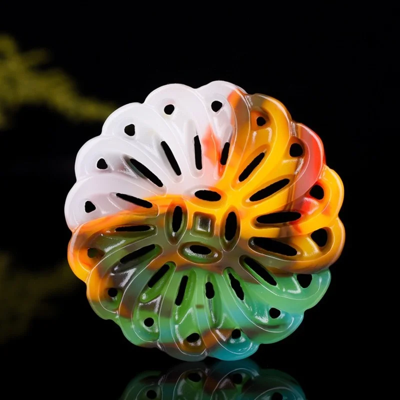 

Natural Colorful Jade Double-sided Hollow Carved Reincarnation Pendant Fashion Boutique Jewelry Men and Women Necklace Gift