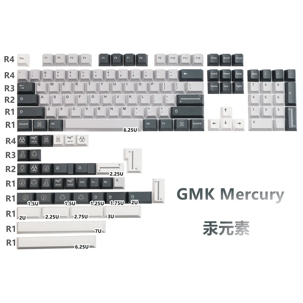 140 chiavi/set GMK Mercury Key caps PBT Dye sublimazione Key Caps Cherry profilo Keycap con ISO Enter 7U barra spaziatrice 1.75u 2u Shift