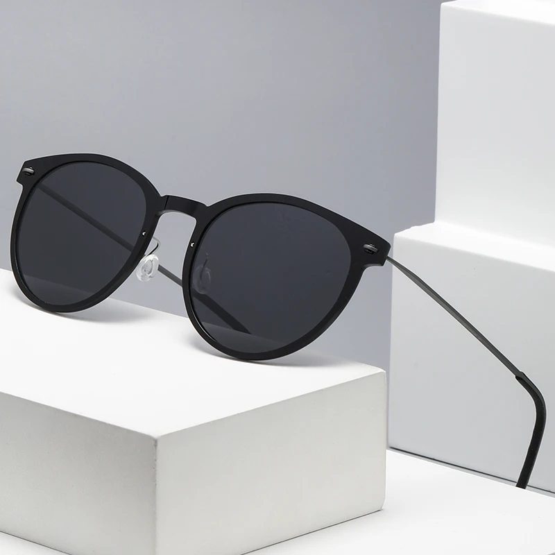 Женские и мужские титановые очки Linde 8310 модные круглые солнцезащитные без винтов