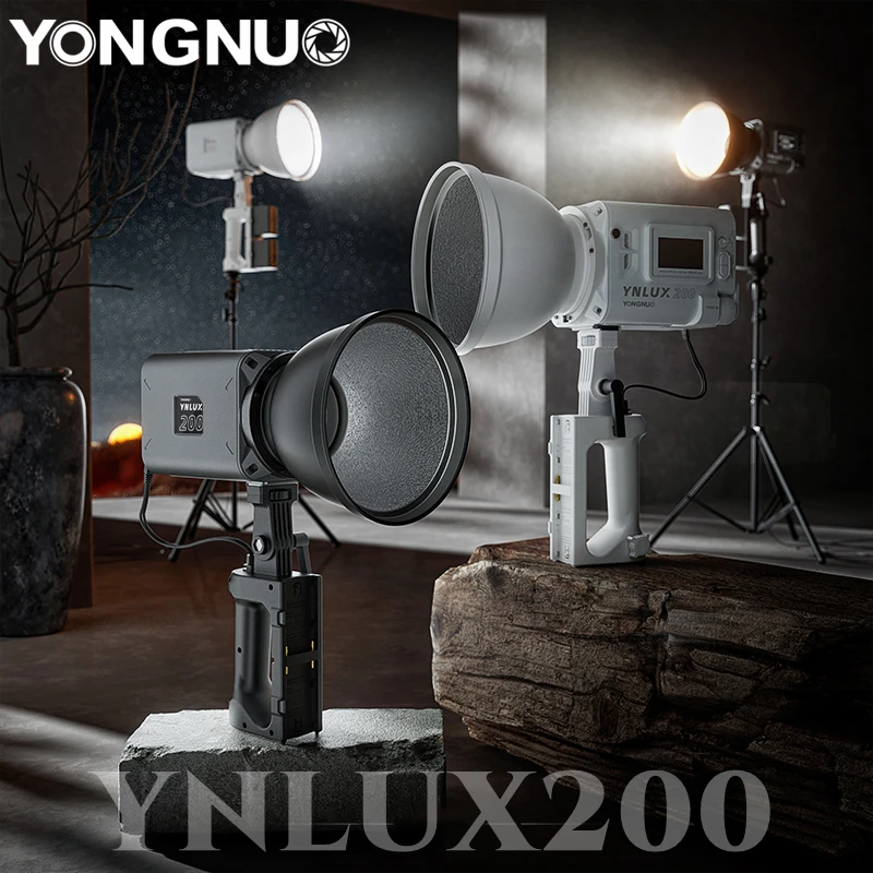 Фото Ручной уличный светодиодный светильник YONGNUO YNLUX200 200 Вт 2700K-6500K с креплением Bowens для фотостудии Vlog, креативная лампа для фотосъемки №1