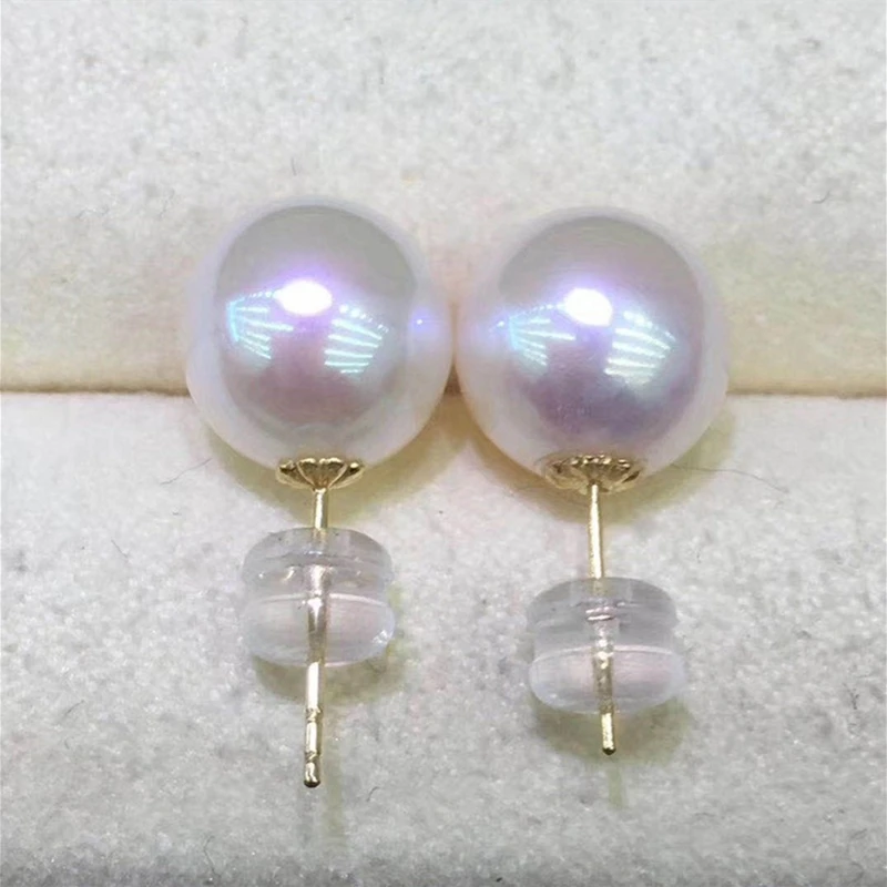 

18K Gold Pearl Stud Earrings 18K Gold Inlaid Small Bulb Freshwater Bright Pearl Earrings Classic Fashion Light Luxury Jewelry SP