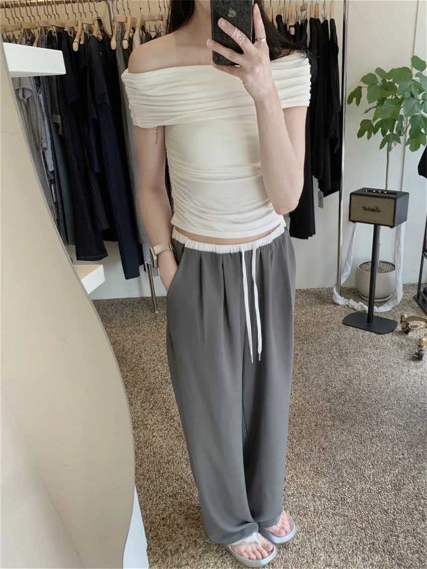 Брюки Alien Kitty женские прямые с завышенной талией модные повседневные офисные