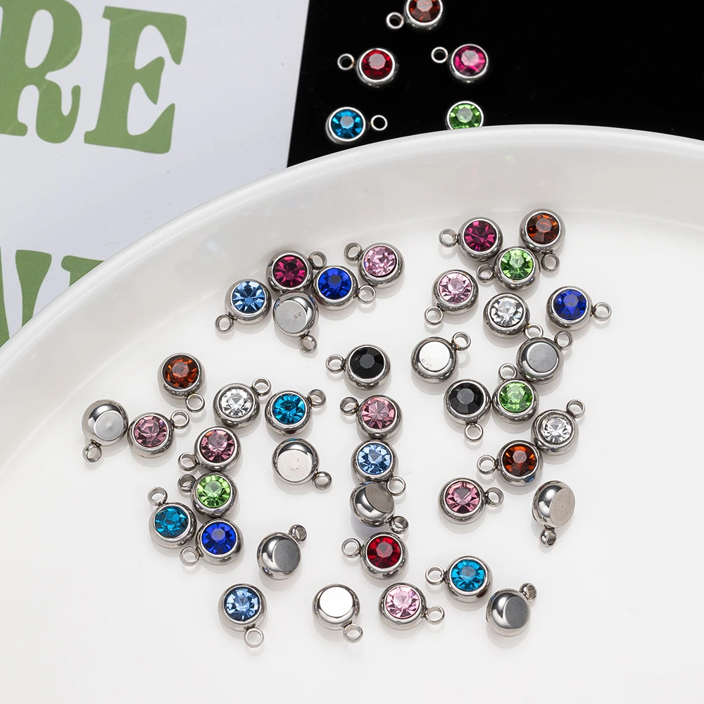 Ожерелье из нержавеющей стали с камнем-талисманом 6 мм 10 шт