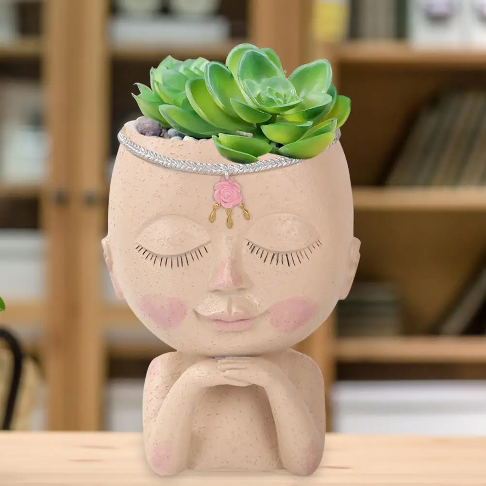 

Цветочный плантатор с лицевой головкой для девочек, скандинавский керамический цветочный плантатор с отверстием для слива растений, аксес...