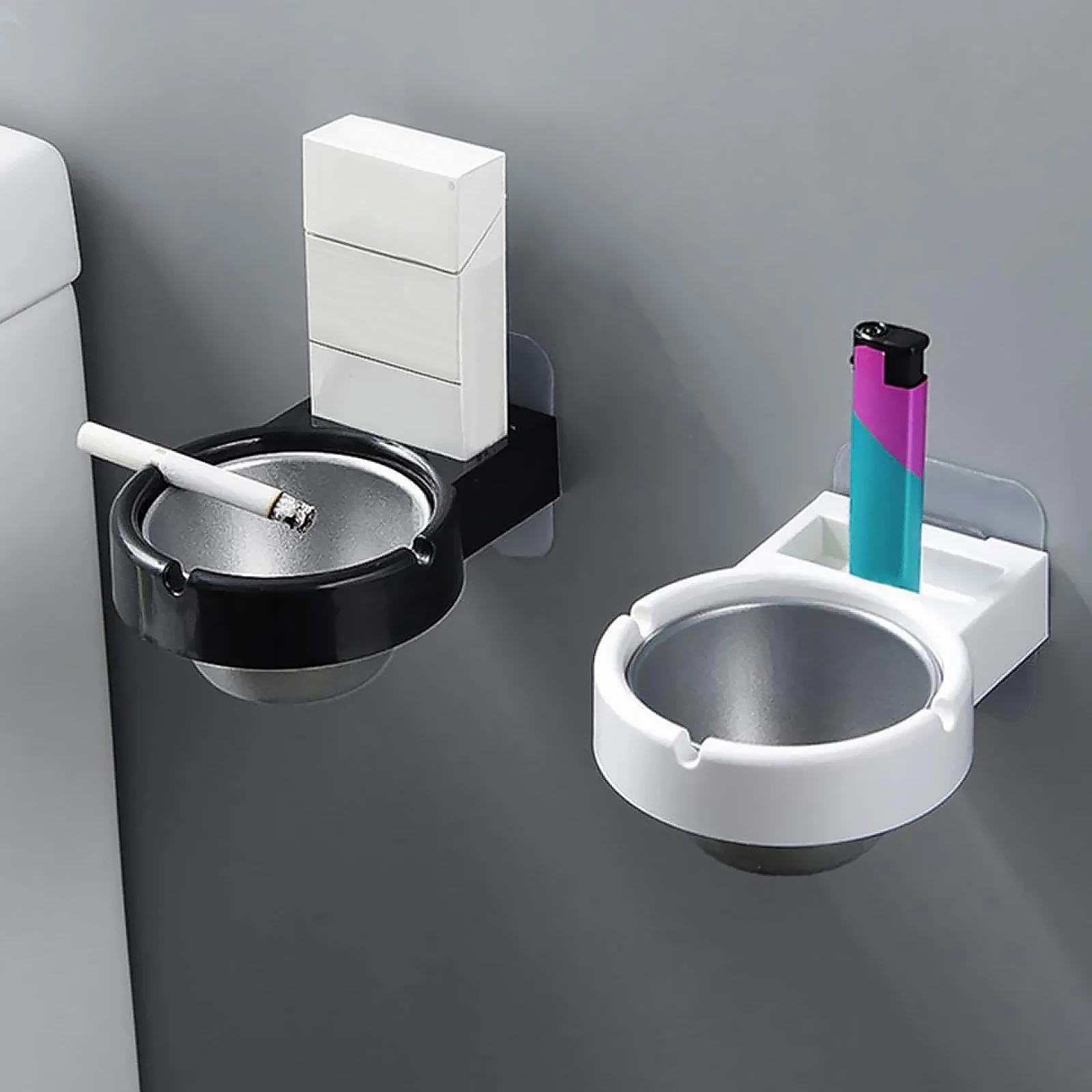 

2Pcs Wall Mounted Ashtray Creative Waterproof Cigarette Storage Rack Wall Hanging Ashtray