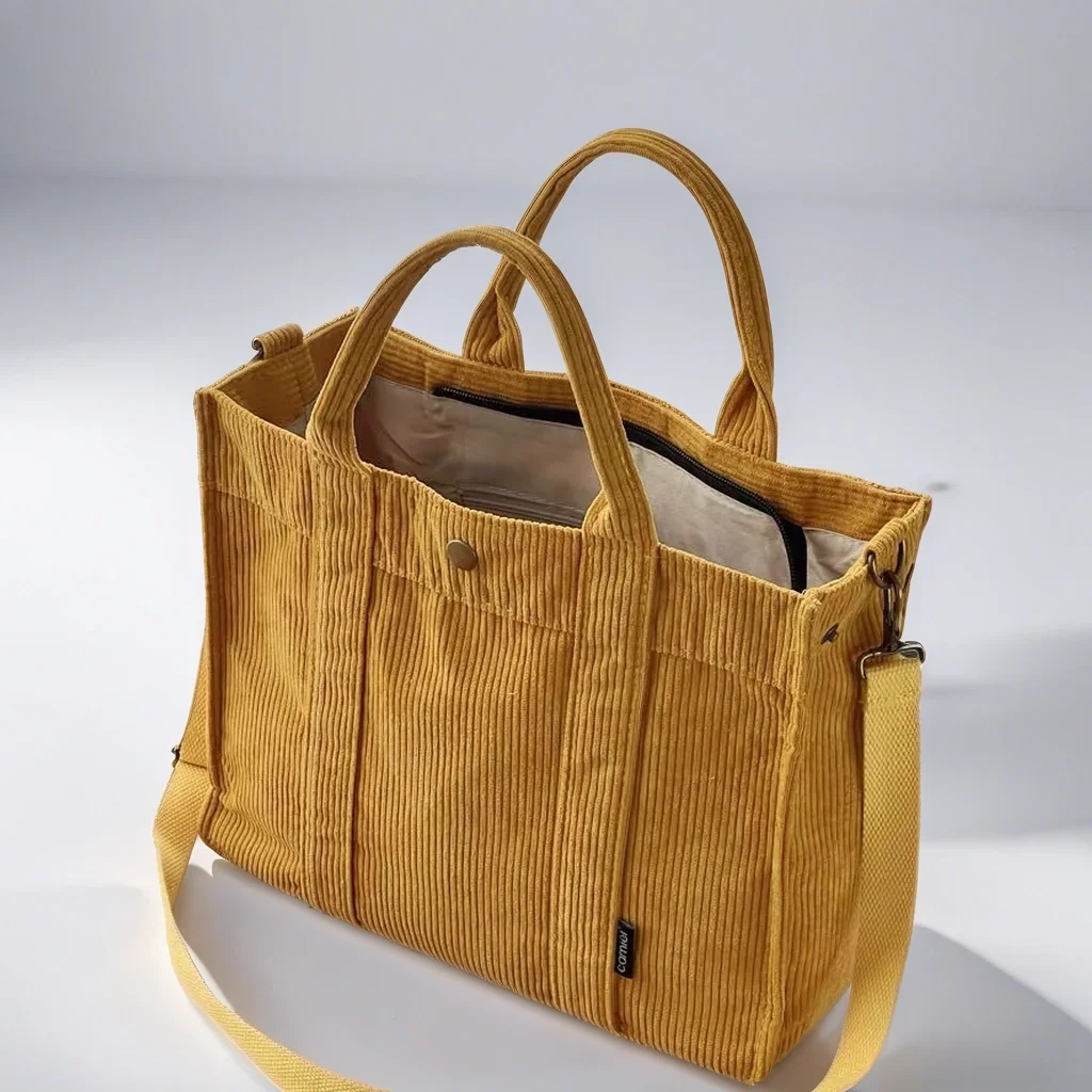 Минималистичная Вельветовая сумка с верхней ручкой-Вельветовая Сумка-тоут в