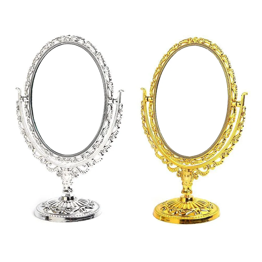 

1pc Mirror Double-Sided Rotating Tabletop Oval Mirror for Men Bathroom Making