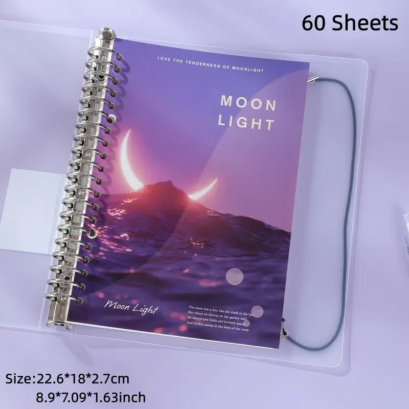 

Блокнот со съемным лунным светом, 23*18*2,7 см/8,9*7,09*1,06 дюйма, 60 листов