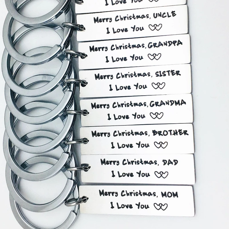 

2023 New Mom Dad Sister Brother Aunt Keychain Stainless Steel Women Jewelry Accessories Fashion Pendant Christmas Gift