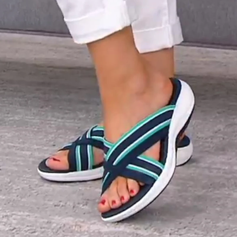 

Slippers Women Shoes Casual Platform Sandals Women Slides Solid Comfort Flats Plus Size Cross Summer 2022 Beach Ladies