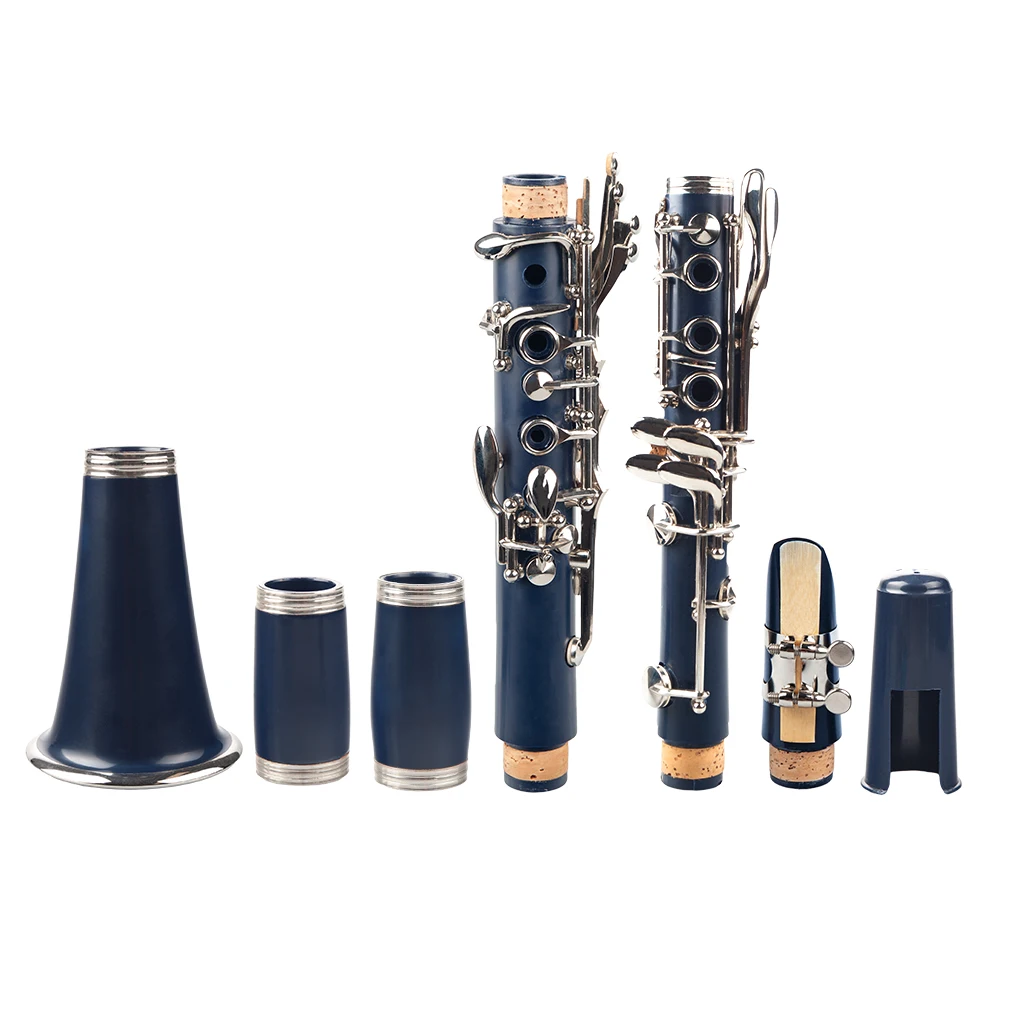 Professional Dark Blue Bb Clarinet W/10 Reeds Clean Cloth Saver Cork Grease Mouthpiece Gloves Waterproof Carry Case Whole SET enlarge