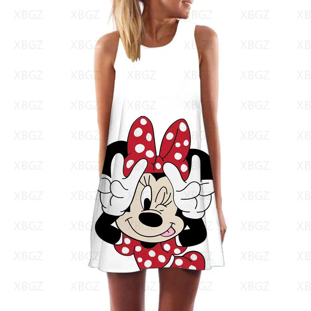 

Minnie Mouse Cartoon Women's Summer Sundresses Loose Dresses 2022 Beach Dress Woman Boho Sexy Mini Fashion Disney Sleeveless 3XL