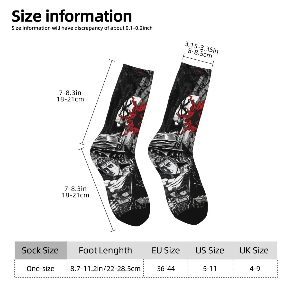 Японские аниме Berserk Merchandise Crew Socks уютные носки с графическим рисунком мягкие для