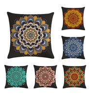 1pcs mandala pattern blue linen cotton throw pillow cushion cover car decor home decoration sofa decorative pillowcase zy765