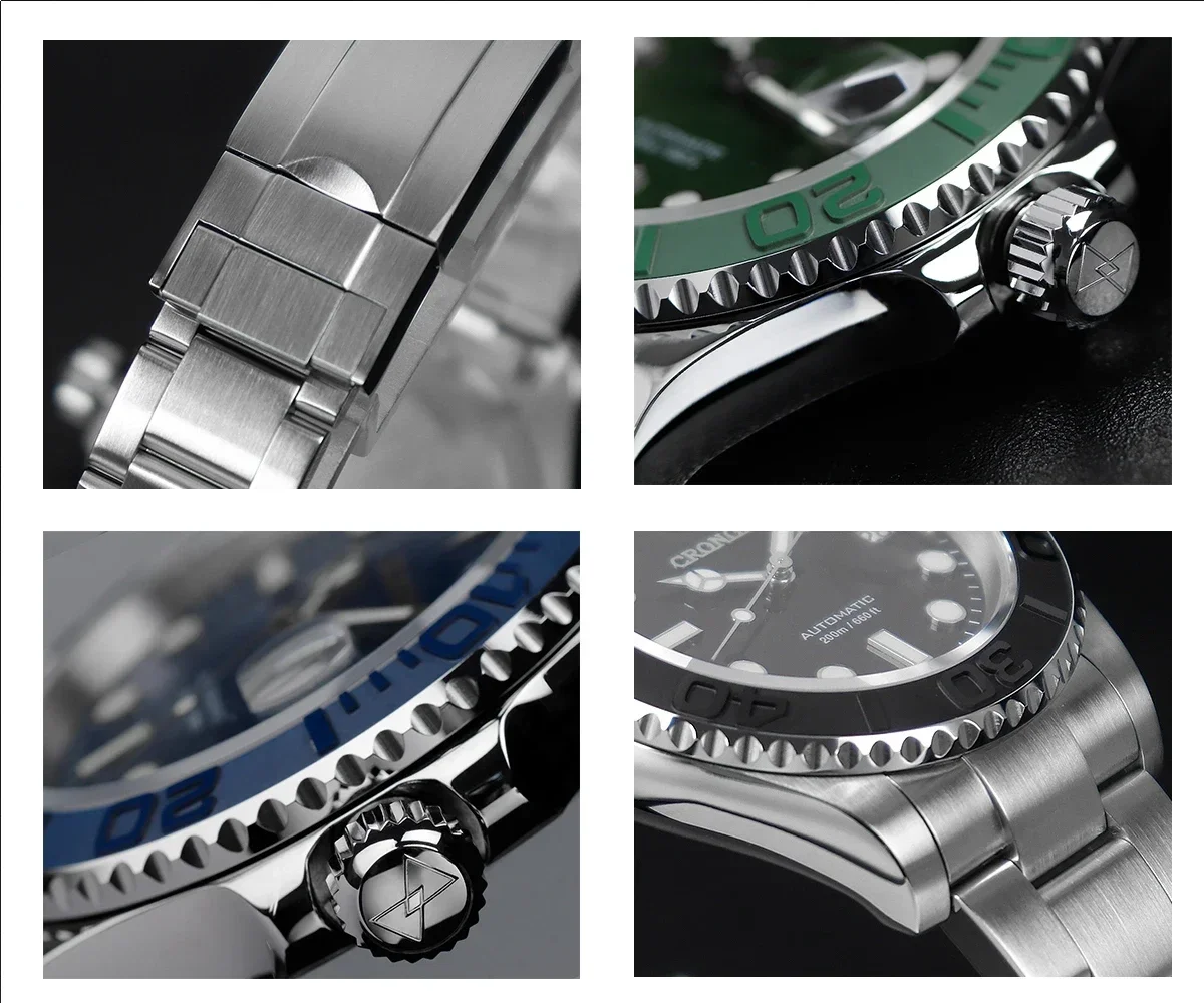 Cronos 40 мм дайверские мужские часы PT5000 автоматические механические керамические