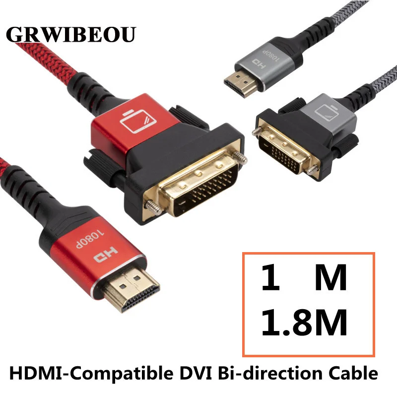 

Кабель HDMI-совместимый с DVI 1080P 3D DVI в HDMI-совместимый кабель DVI-D 24 + 1 Pin АДАПТЕРНЫЕ кабели позолоченные для ТВ-приставки DVD