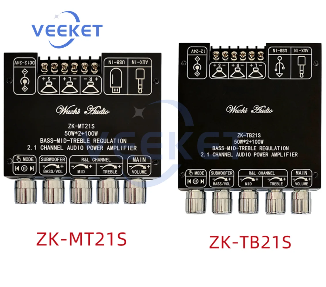 

ZK-MT21S ZK-TB21S National Core Edition 2.1-channel Bluetooth audio amplifier board module subwoofer mid-range treble TPA3116