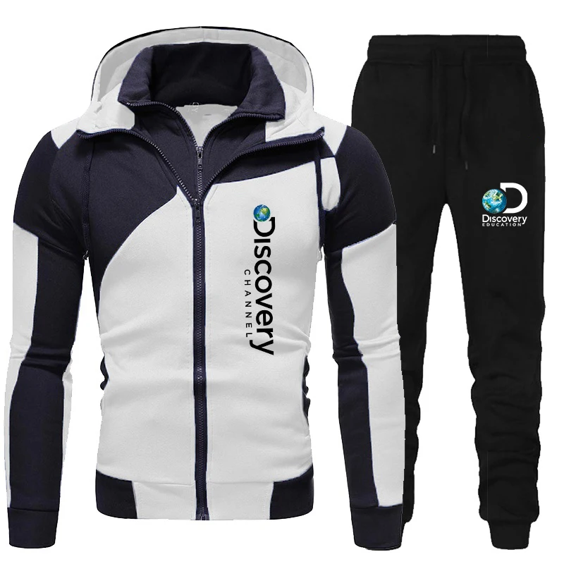 

High-quality Discovery Printing Men's Clothing New Mens Casual Sportswear Fitness Sports Pants Jacket Tracksuit Double Zip Coat