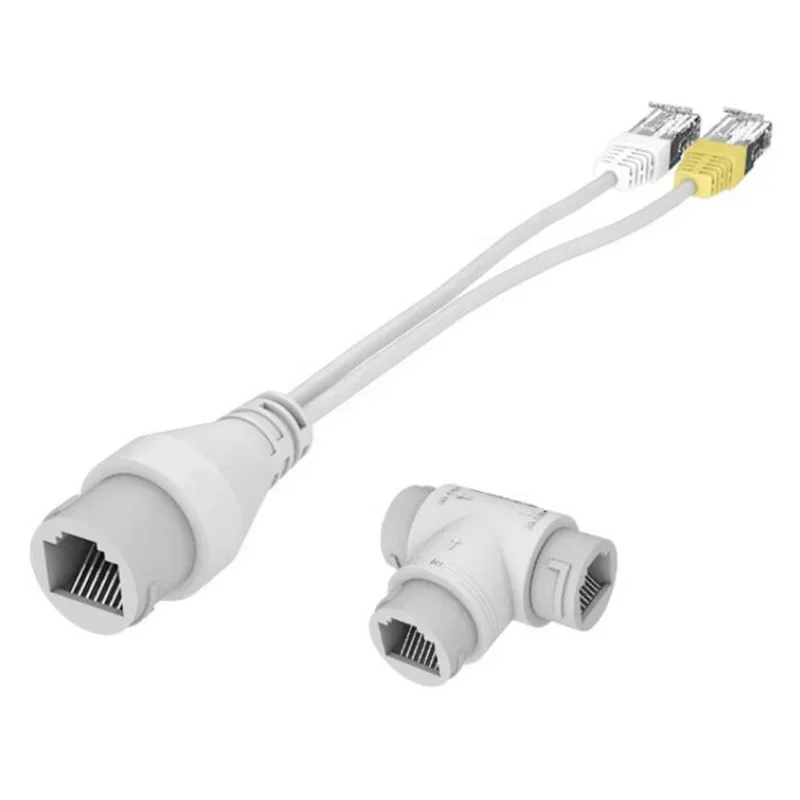 Разветвитель POE 2-в-1 Сетевой кабельный разъем Трехходовой RJ45 для установки камеры