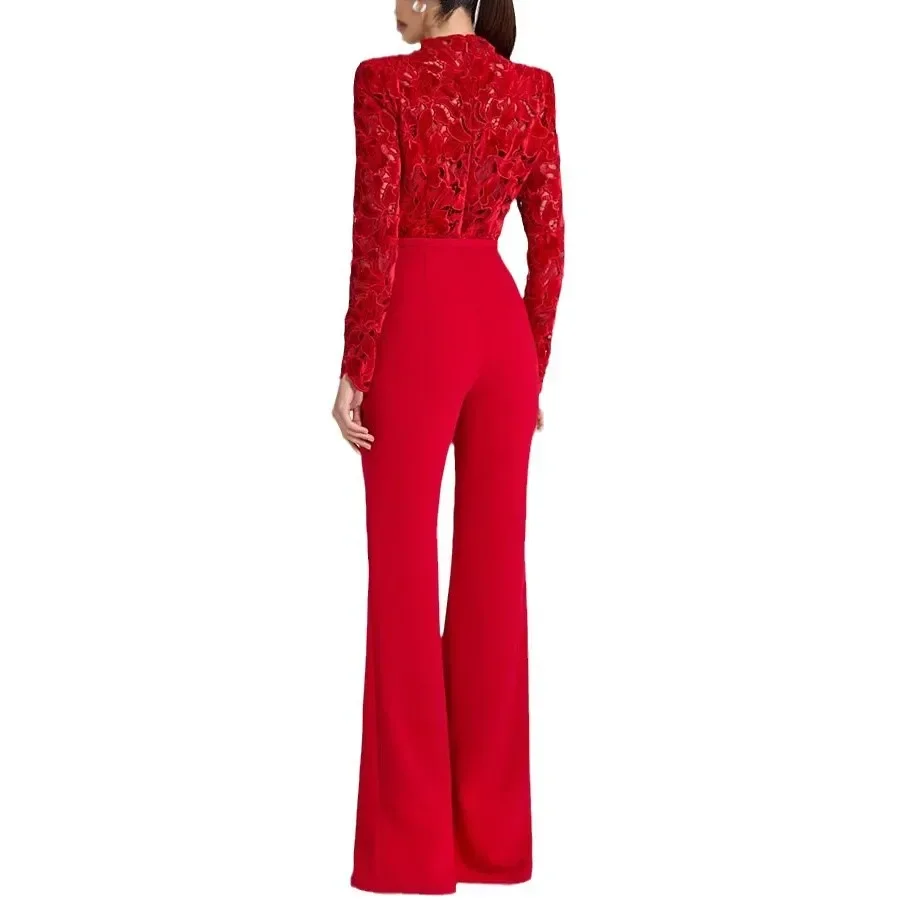 Женский осенне-зимний новый комбинезон с длинными рукавами и поясом