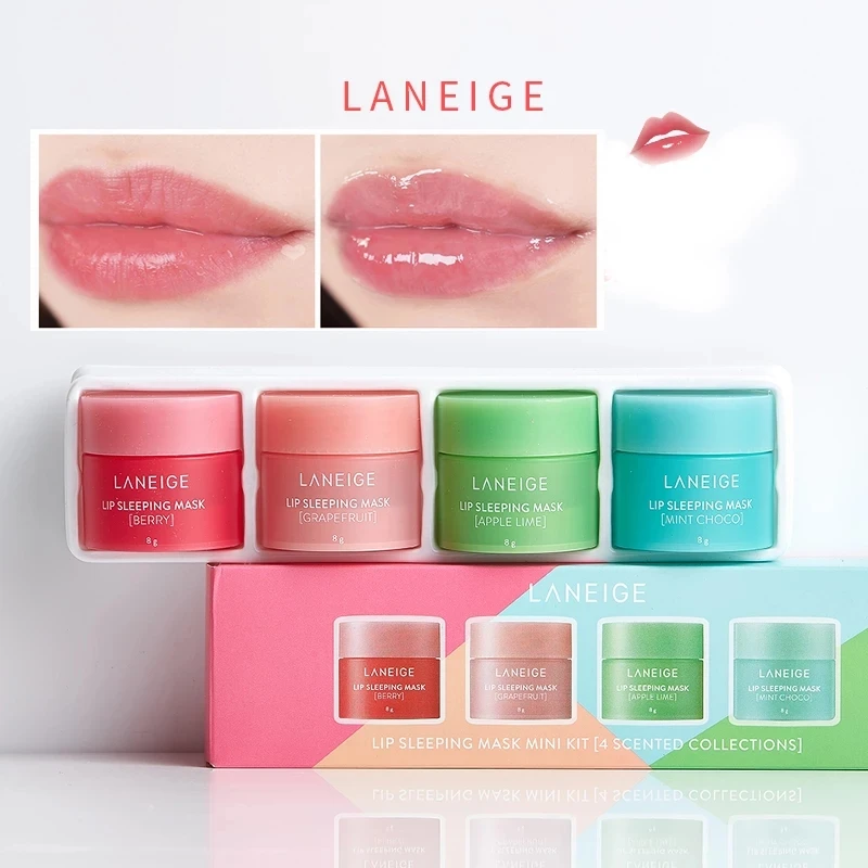 

NEW Korean Laneige Lip Sleeping Mask Mini Kit 4 Scented Collection Lip Balm Nutritious Moisturizing Scented Collection Lip Care