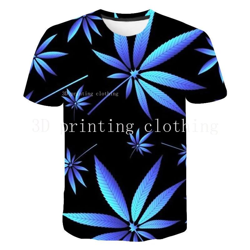 

Weed Leaf T-shirt Men Women Children Green Leaves T Shirt 3D Printed T-shirt Summer Short Sleeve Fashion Tops Boy Kids Clothing