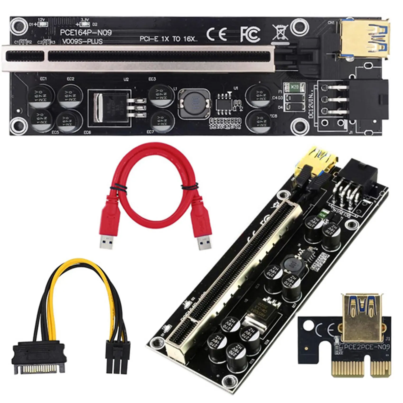 

Переходная карта VER009S PCIE PCI-E PCI Express X16 GPU 6in, 1 шт., Райзер, кабель USB 3,0, 1X 16X