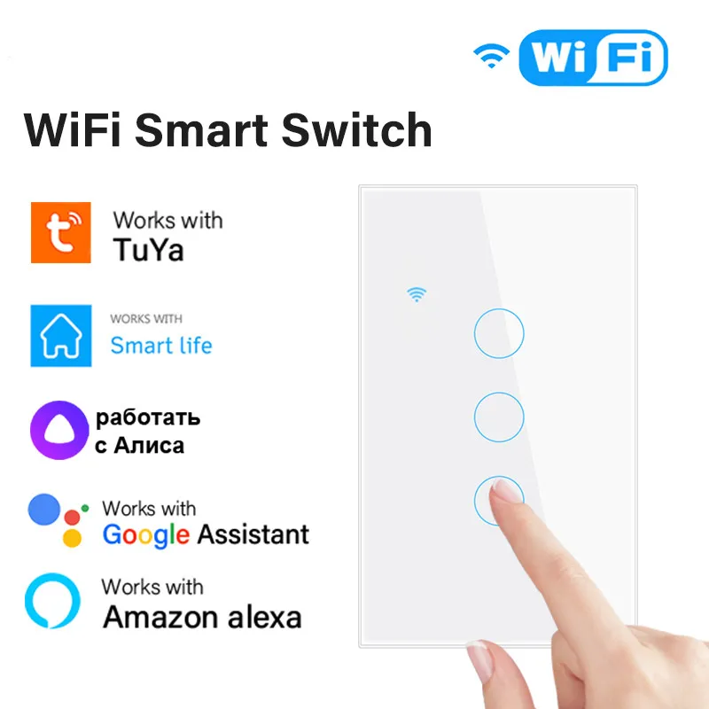 

Умный сенсорный выключатель RYRA с Wi-Fi, требует управления через приложение, с нейтральным проводом, Интеллектуальный настенный выключатель ...