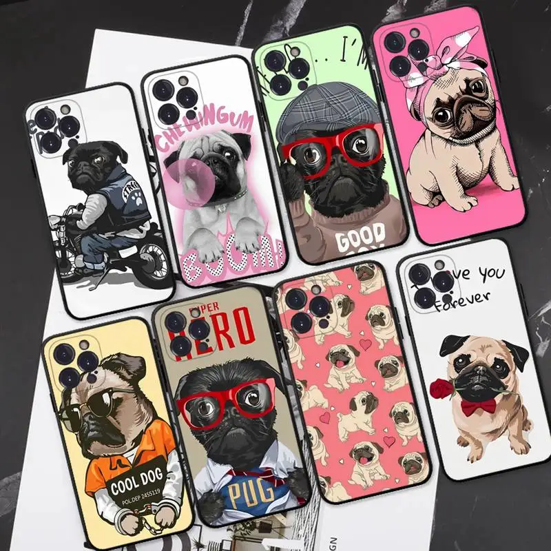 

RuiCaiCa Pug Dog Phone Case For iPhone 8 7 6 6S Plus X SE 2020 XR XS 14 11 12 13 Mini Pro Max Mobile Case