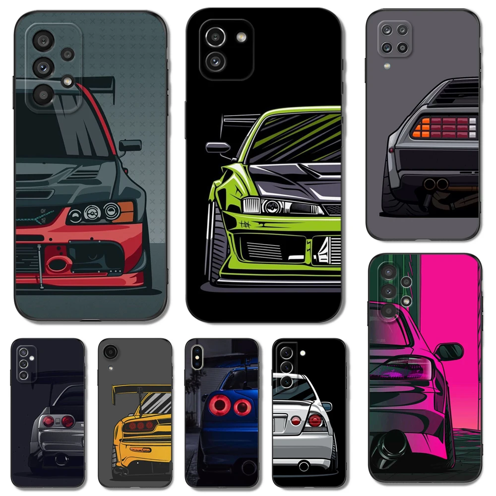 

Black tpu Case For Samsung galaxy M53 M13 M62 A12 A22 A22S A32 A42 A52 A52S A72 4g 5g A20S Sports Cars Comic
