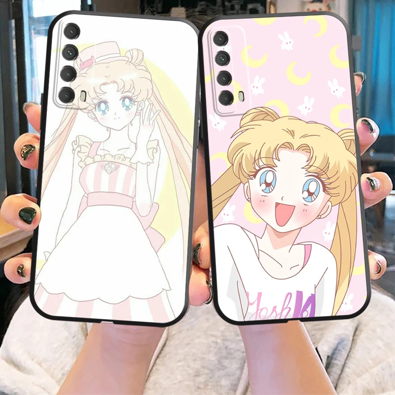 

Чехол для телефона с японским аниме Сейлор Мун для Huawei P Smart Z 2019 2021 P20 P20 Lite Pro P30 Lite Pro P40 P40 Lite 5G, мягкий черный