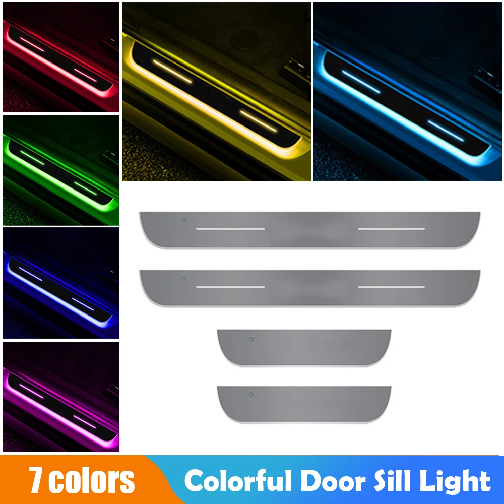 

4Pcs/set Customized Car door illuminated sill light RGB Power Moving LED Welcome Pedal Welcome Pedal Car Scuff Plate Pedal Light