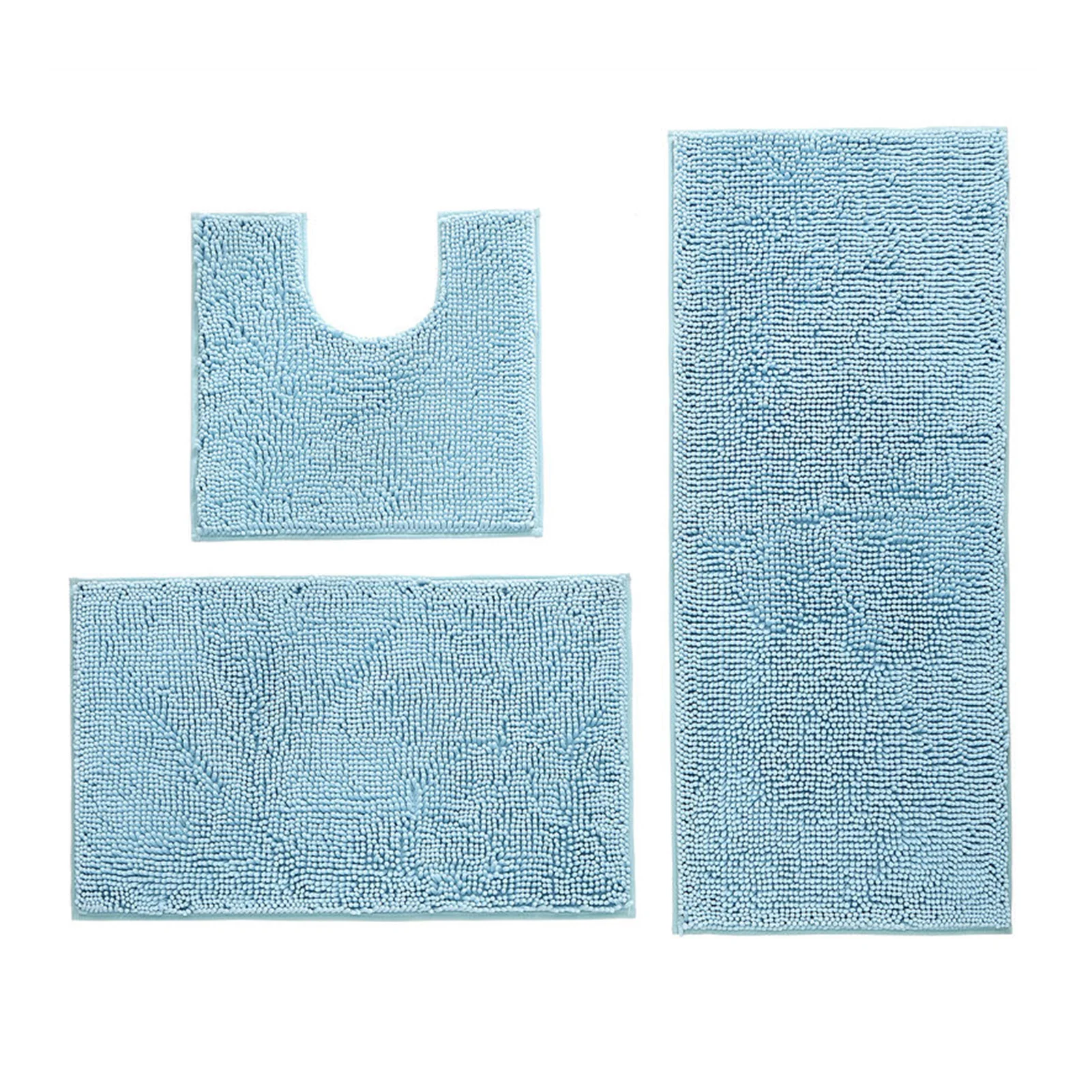 

3pcs/set Shower Bathroom Rug Shaggy Accessories Chenille Anti Slip Modern Bath Mat Hotel Tub Toilet Fluffy Super Absorbent Home