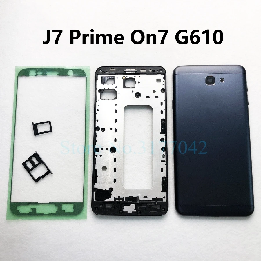 

Для SAMSUNG Galaxy J7 Prime On7 G610F 2016 полный корпус сменная Передняя средняя рамка задняя крышка батарейного отсека Полный Чехол