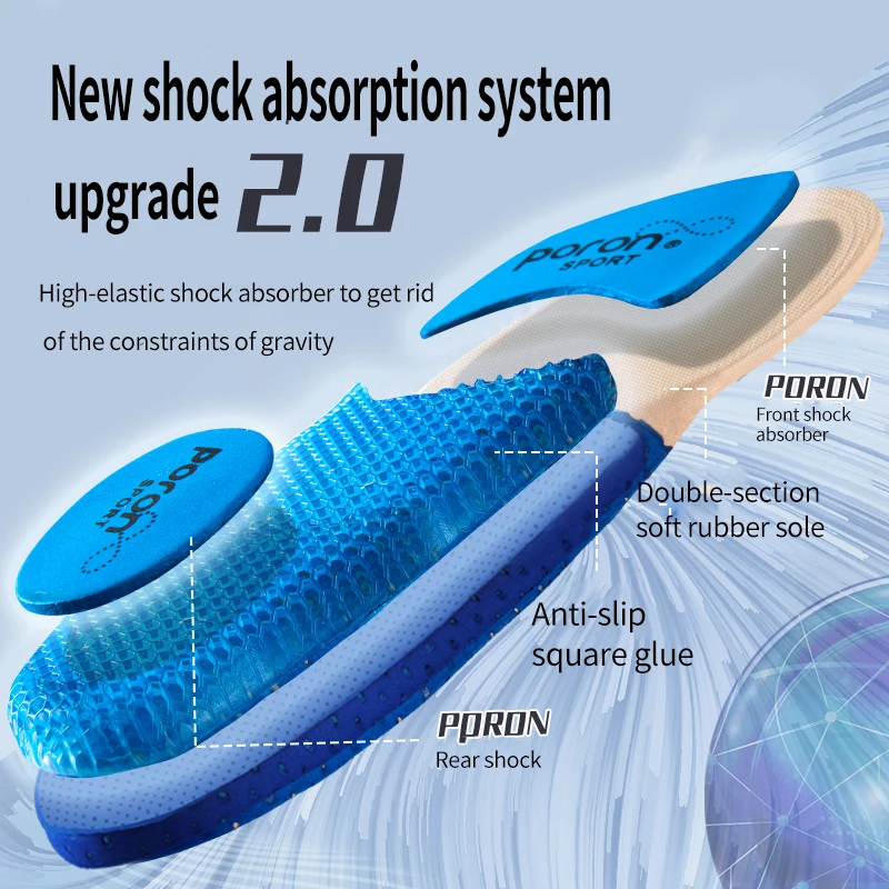 Silicone Sport Insoles for Men Women Arch Support Breathable Shock Absorption Shoes Pad Outdoor Running Feet Care Sneakers