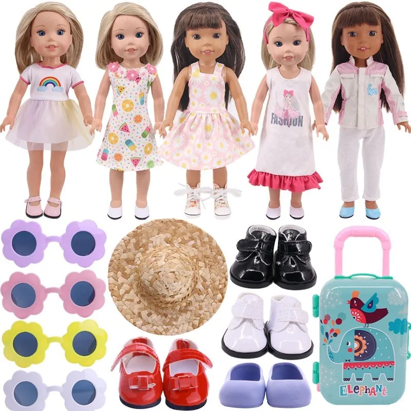 Dress Skirt Shoes Hat Glasses For 14.5 Inch Nancy American Doll&32-34cm Paola Reina Doll Our Generation Girl`s Toy